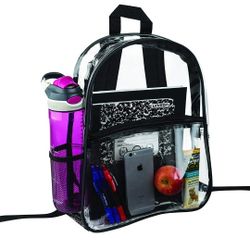 Clear Backpack Security Approved - Reinforced Straps & Front Accessory Pocket - Perfect for School Bookbag , Sporting Events

