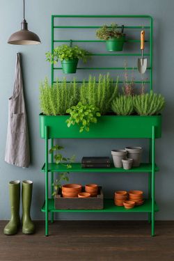 62'' H Metal Raised Garden Bed with Drainage Holes- Elevated Planter Box with Trellis and 2-Tie