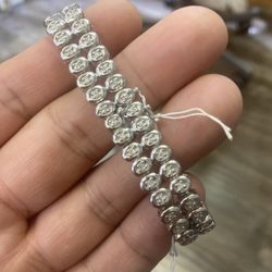 14k White Gold 32 Grams  Natural Bracelet 2 Row  Diamonds ! Buy Sale Trade Gold Silver Coins Rolex 