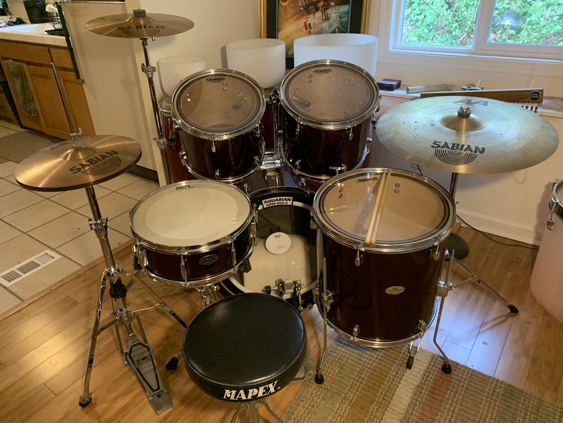 Pearl Forum Series Drum Set, Sabian Cymbals