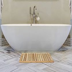Bamboo wood floor shower bath mat doormat 23.75” x 17.75”