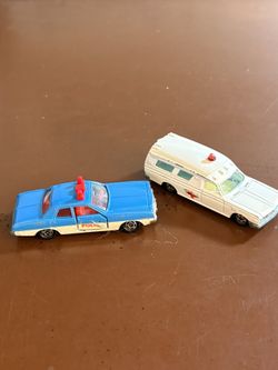 TOMICA TOY CARS from the 1970’s-Blue Police Car (F8) and Ambulance (#40)—MADE IN JAPAN