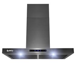 30 in. 343 CFM Convertible T-Shape Wall Mount Black Stainless Steel Kitchen Range Hood with Touch Panel