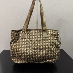 Michael Kors💥Collection~Rare💥Metallic Gold Leather Tote Handbag