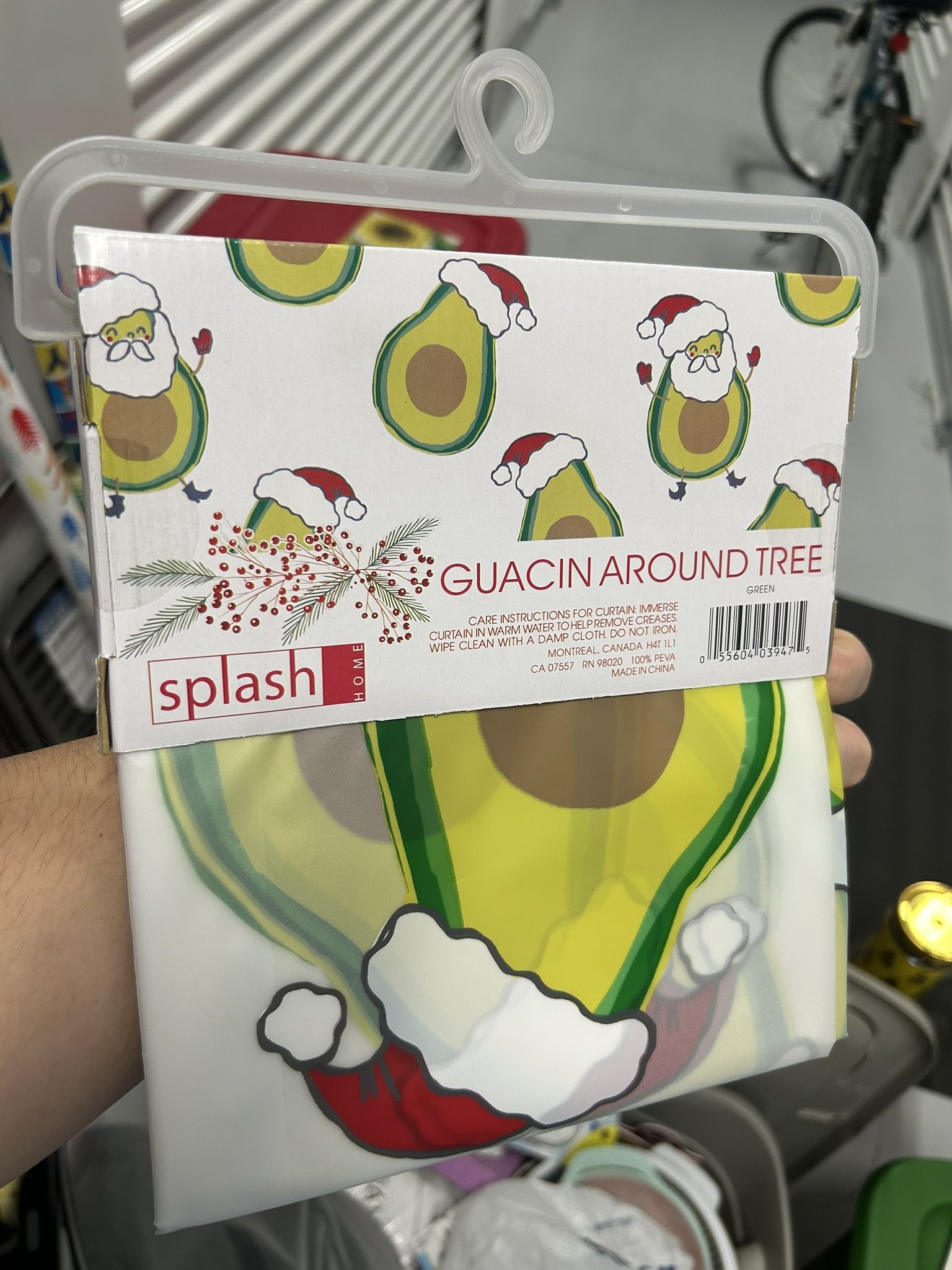 Christmas Avocado Santa Shower Curtain