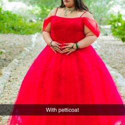 Red quinceañera dress plus size off the sho...