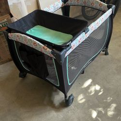 Pamo Babe Portable Crib for Baby Nursery Center Playard Baby Playpen Travel Crib Diaper Changer with Mattress