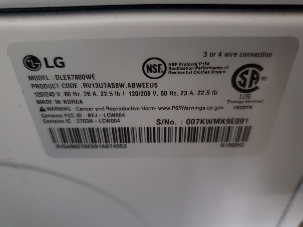 Washer And Dryer $550