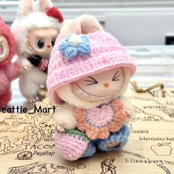Handmade Pink Springtime Outfit for The Monsters Labubu Small Plush Doll