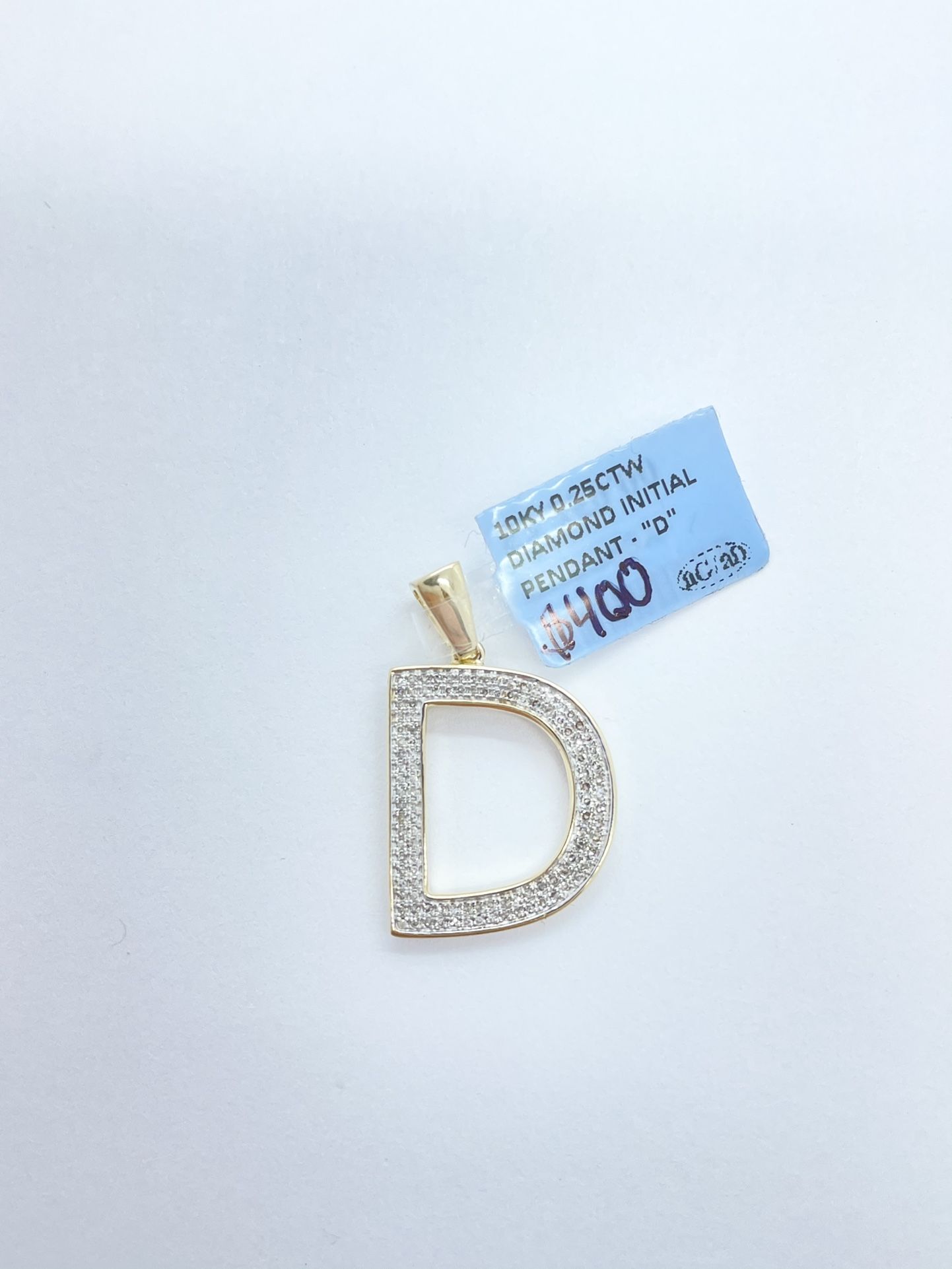 New 10k Solid Gold Diamond Letter D Pendant 