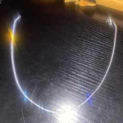 10k White Gold Tennis Chain