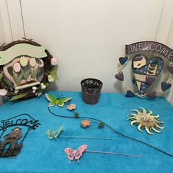 Wreaths And Rustic Metal Yard Art