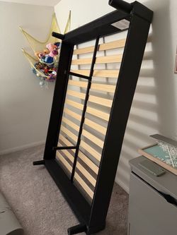 Full size platform upholstered bed frame.