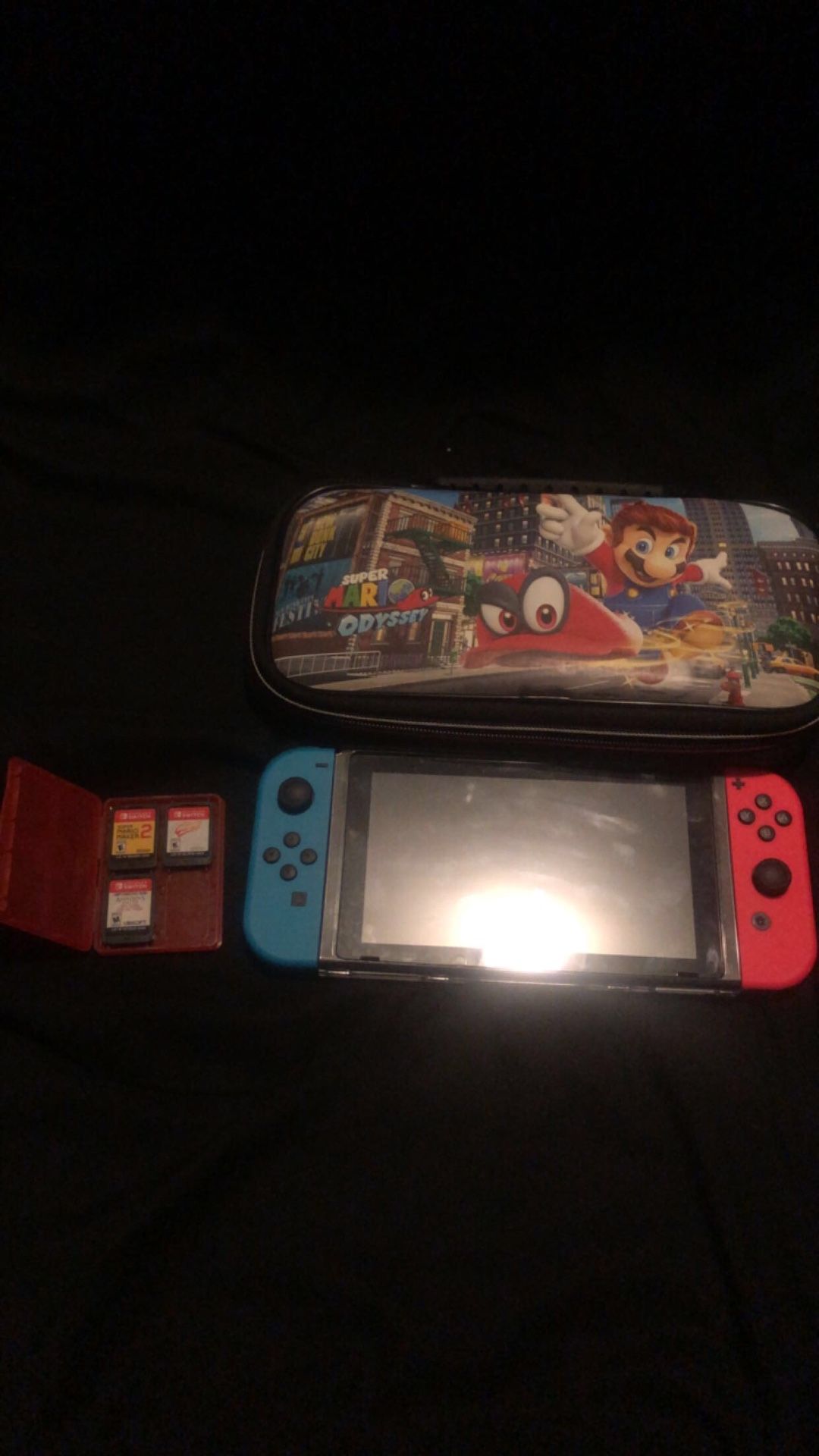 Nintendo Switch, 3 Video Games, Mario Case Bundle