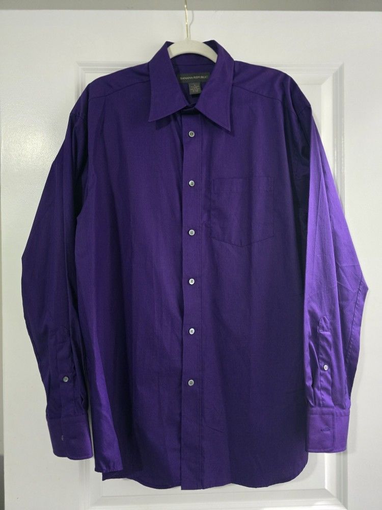 Banana Republic Men's Large Purple Button Down Casual Shirt