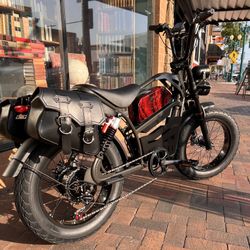 1500 Watt Electric Indy’N style Chopper Ebike, 33mph, Saddlebags, Metal Basket