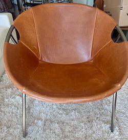2 West Elm Dries Leather Sling Chairs