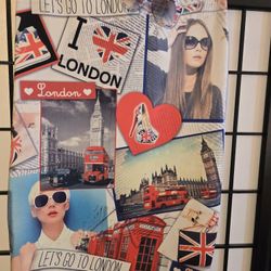 Cool Collage London themed skirt. Big Ben, shoes, sunglasses and other cool pictures 
