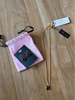 Kate Spade Disney Minnie Mouse Necklace and Earrings Set