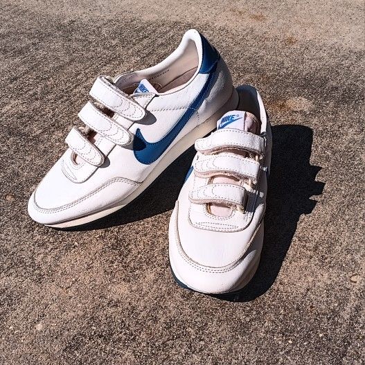 Super RARE Vintage 1984 Nike Low Leather Sneakers White/Blue 840406ch Sz.8