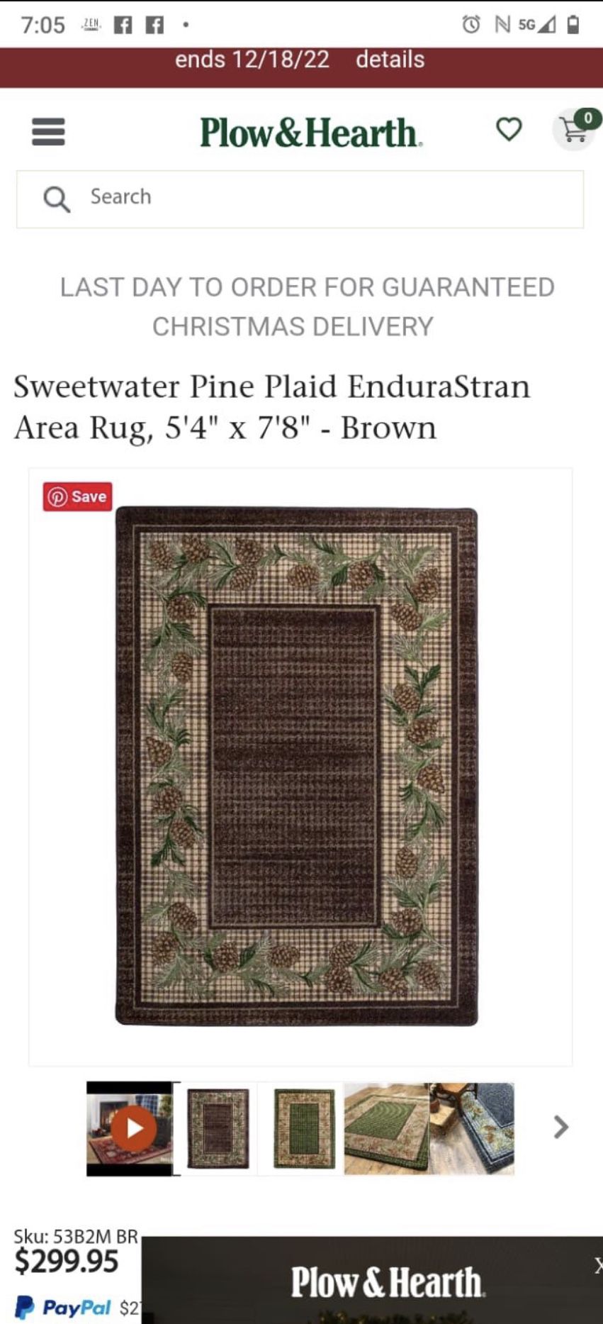 Sweetwater Pine Plaid EnduraStran Area Rug, 5'4'x 7'8" - Brown