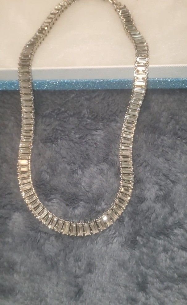 Iced Baguette Choker Chain, 16 Inh Necklace