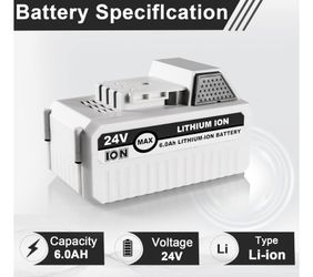 6.0Ah 24V Replacement Li-ion Battery for Snow Joe + Sun Joe iON+ 24V Series Cordless Power Tools, Compatible with Snow Joe 24VBAT-LTX 24VBAT-LTW 24VBA