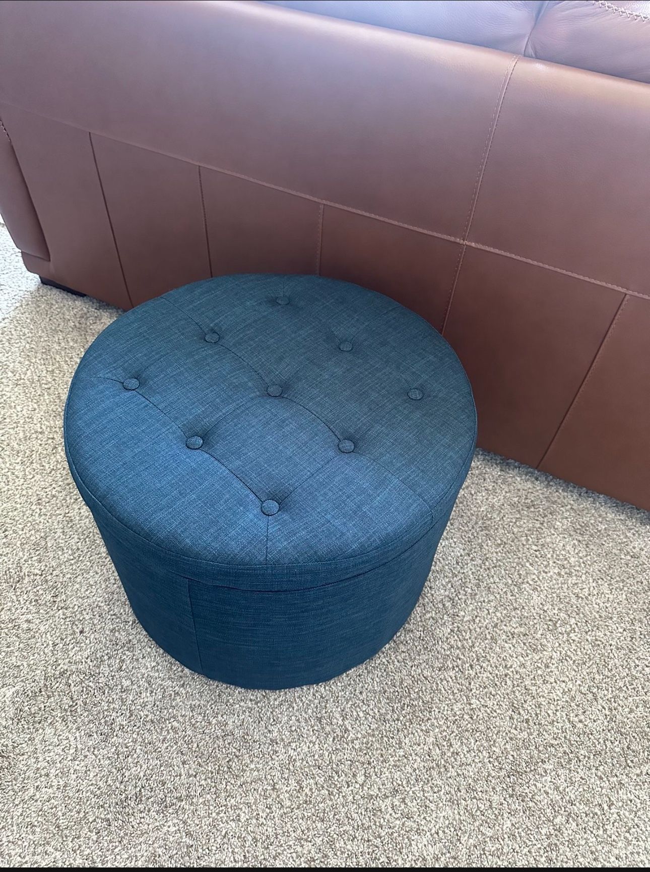 Blue Storage Ottoman