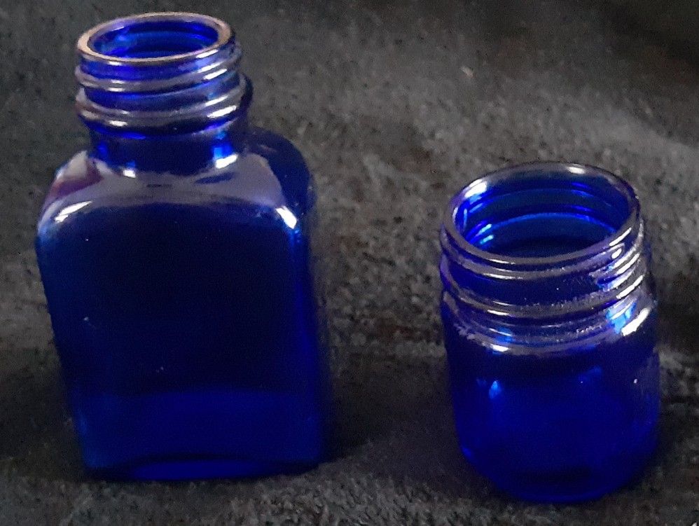 2 Vintage Cobalt Blue Medicinal Jars