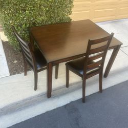 Square Wooden Table + 2 Chairs