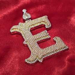 10k Yellow Gold Diamond "E" Initial Custom Pendant 4.80 ctw