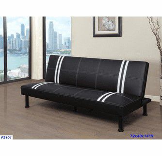 6 ft long Futon sofa bed with double white stripes ( new)