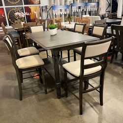 Seven piece counter height, dining room set
