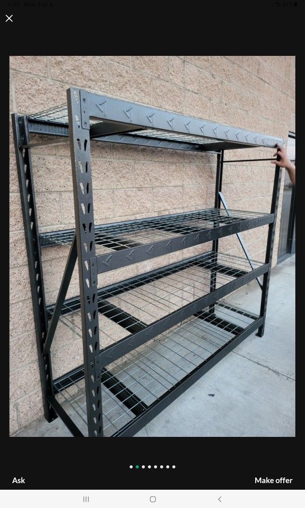 GLADIATOR 4-TIER WELDED STEEL GARAGE STORAGE SHELVING UNTIL 87"IN W X 72"IN H X 24"In D