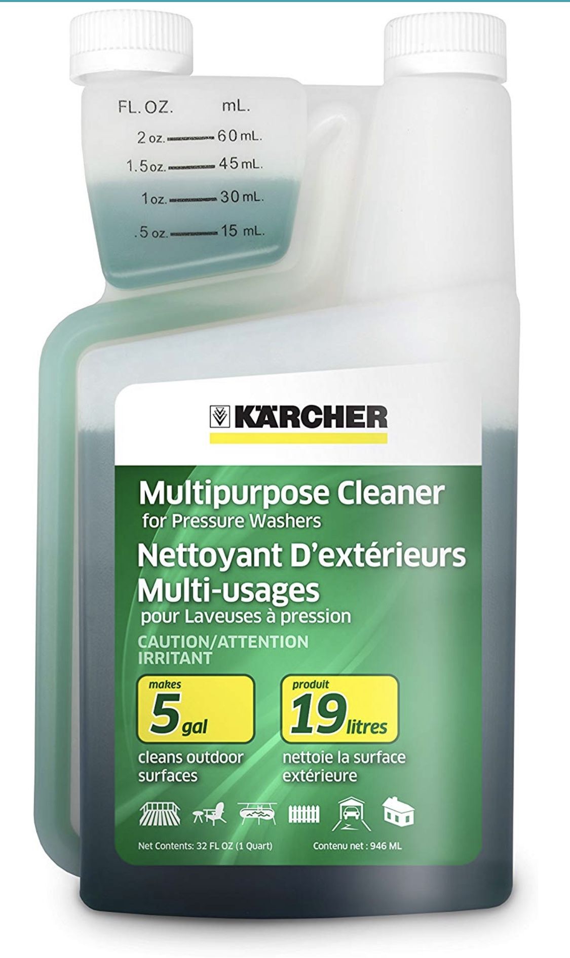 Karcher Multi-Purpose Cleaning Detergent Soap Cleaner for Pressure Power Washer, 1-Quart