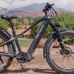 HeyBike Alpha Mid Drive Fat Tire commuter step over 60 mile range 28mph 