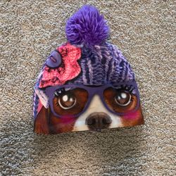purple dog kids beanie