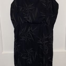 FOREVER 21 Green Leaf MIDI Dress Black Contemporary Collection Zippered size medium 