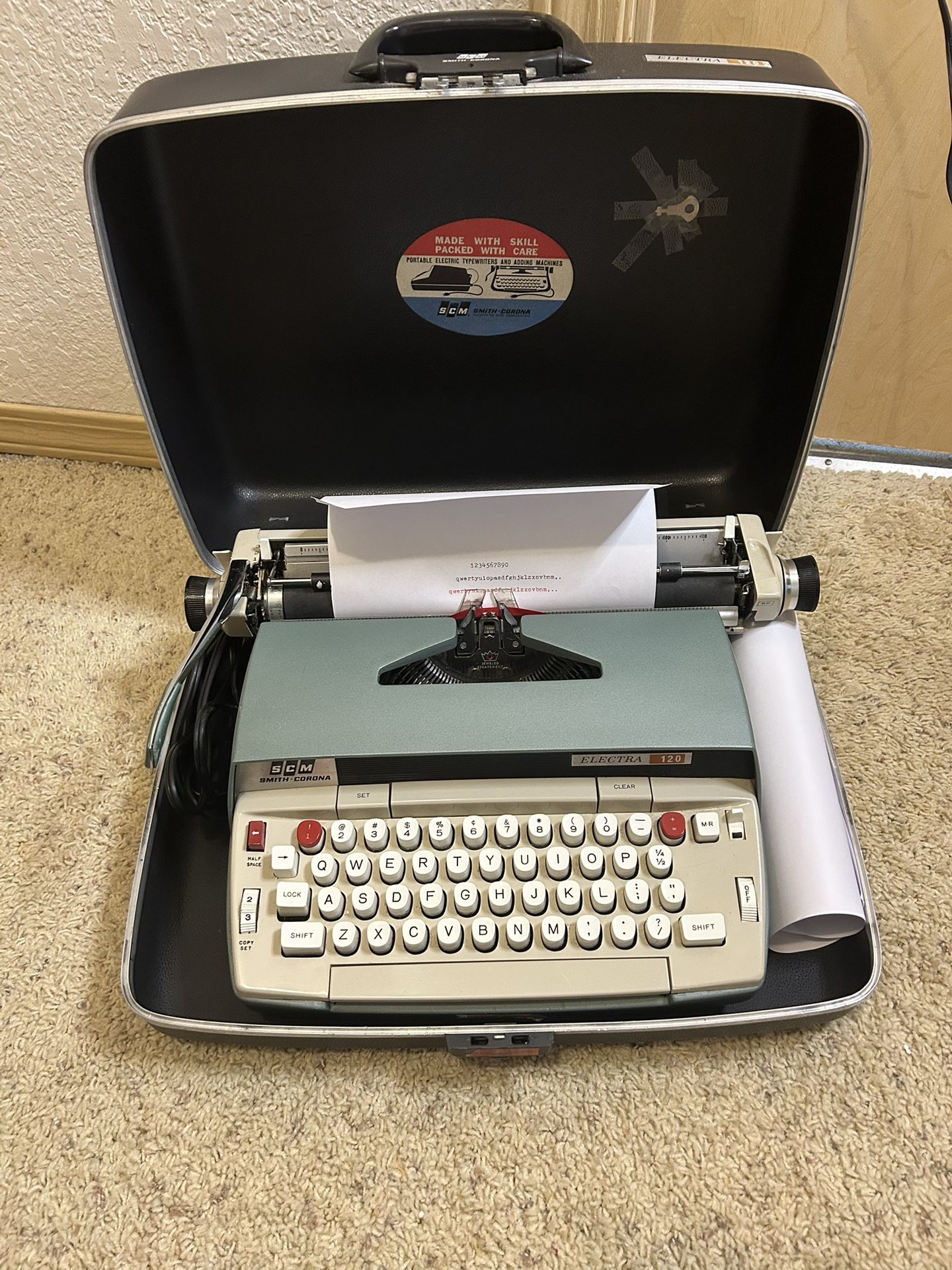 Smith-Corona Electra 120 Typewriter Hard Case Key 1969