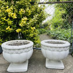 2 Concrete Planters  H14.5/W16/D inside 9 $80 For Both 