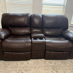 Brown Leather Recline Couches 