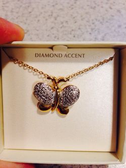 Diamond accent butterfly necklace