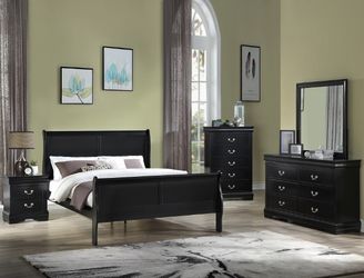 4 Pc Twin Bedroom Set Black/ White/ Cherry 