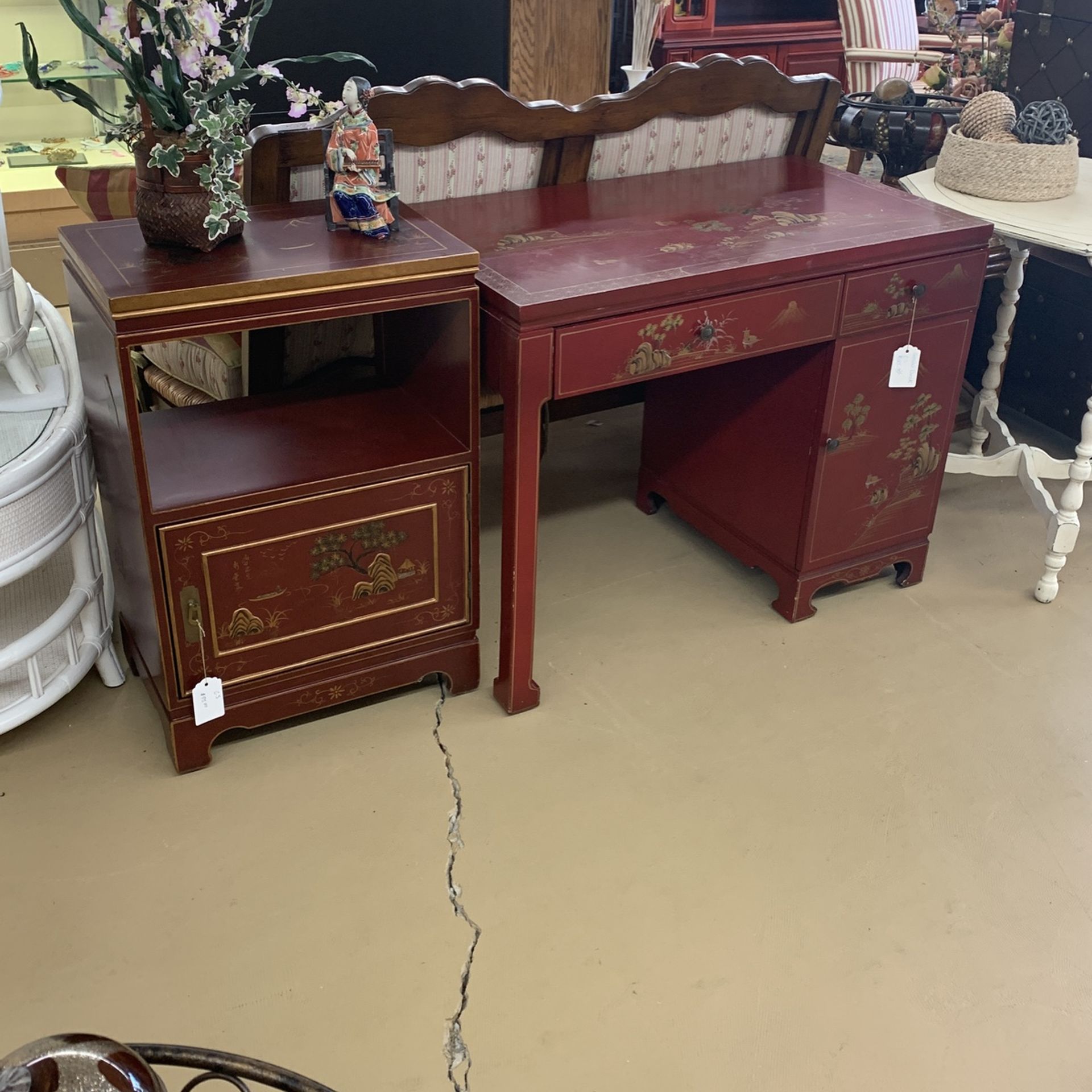 Oriental Desk And Side Table