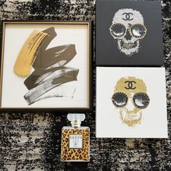 How Decor Skull Glam Wall Art Canvas Painting Framed And Table Decor 