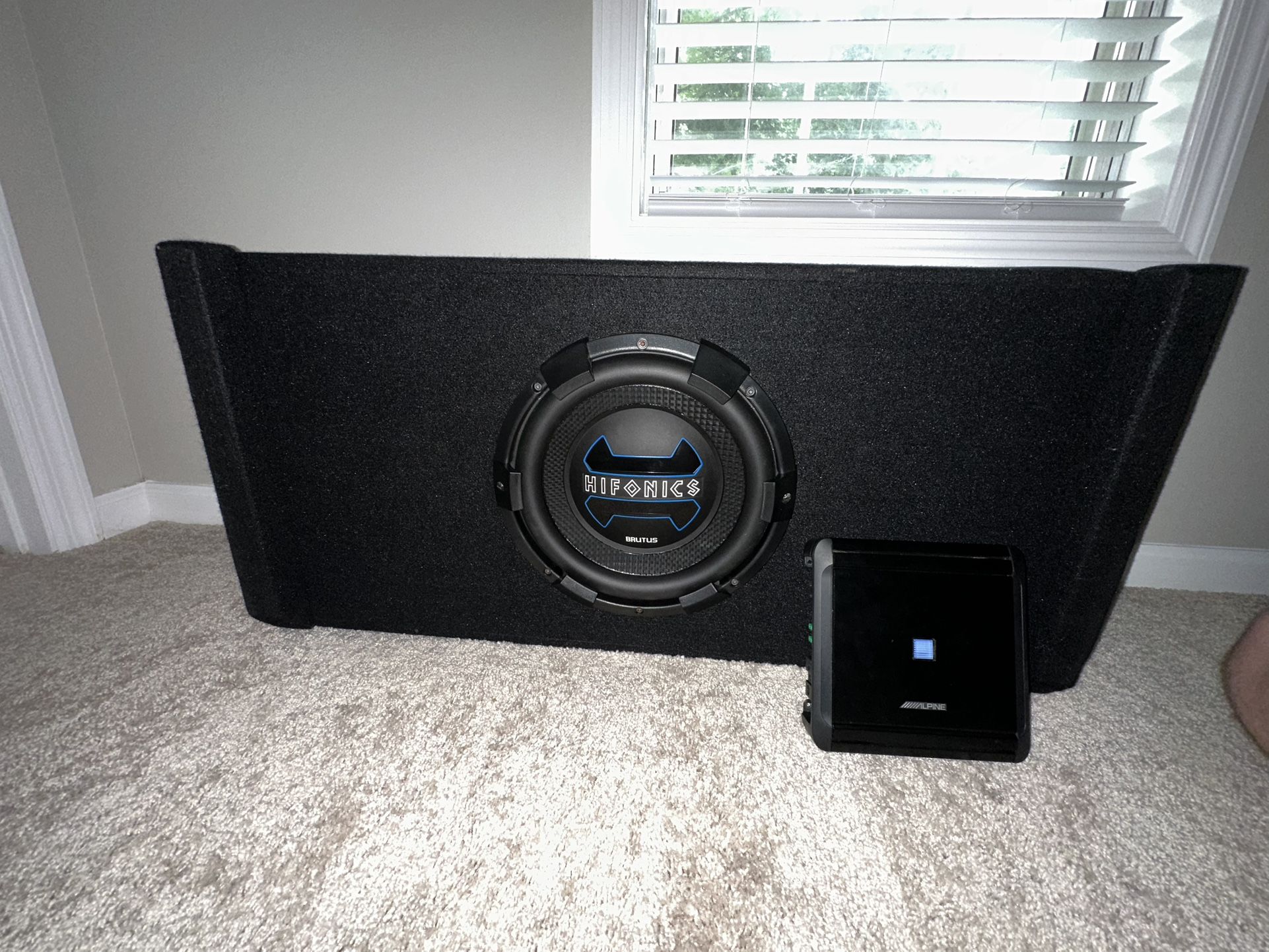 Hifonics 12" Car Subwoofer + Alpine Amp +Vented Sub Enclosure Box