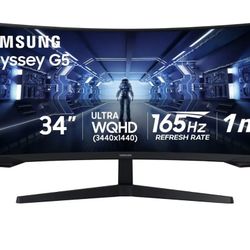 Samsung - 34" Odyssey G5 1000R Curved 1ms 165Hz QHD FreeSync Prem Gaming Monitor - Black - Like New