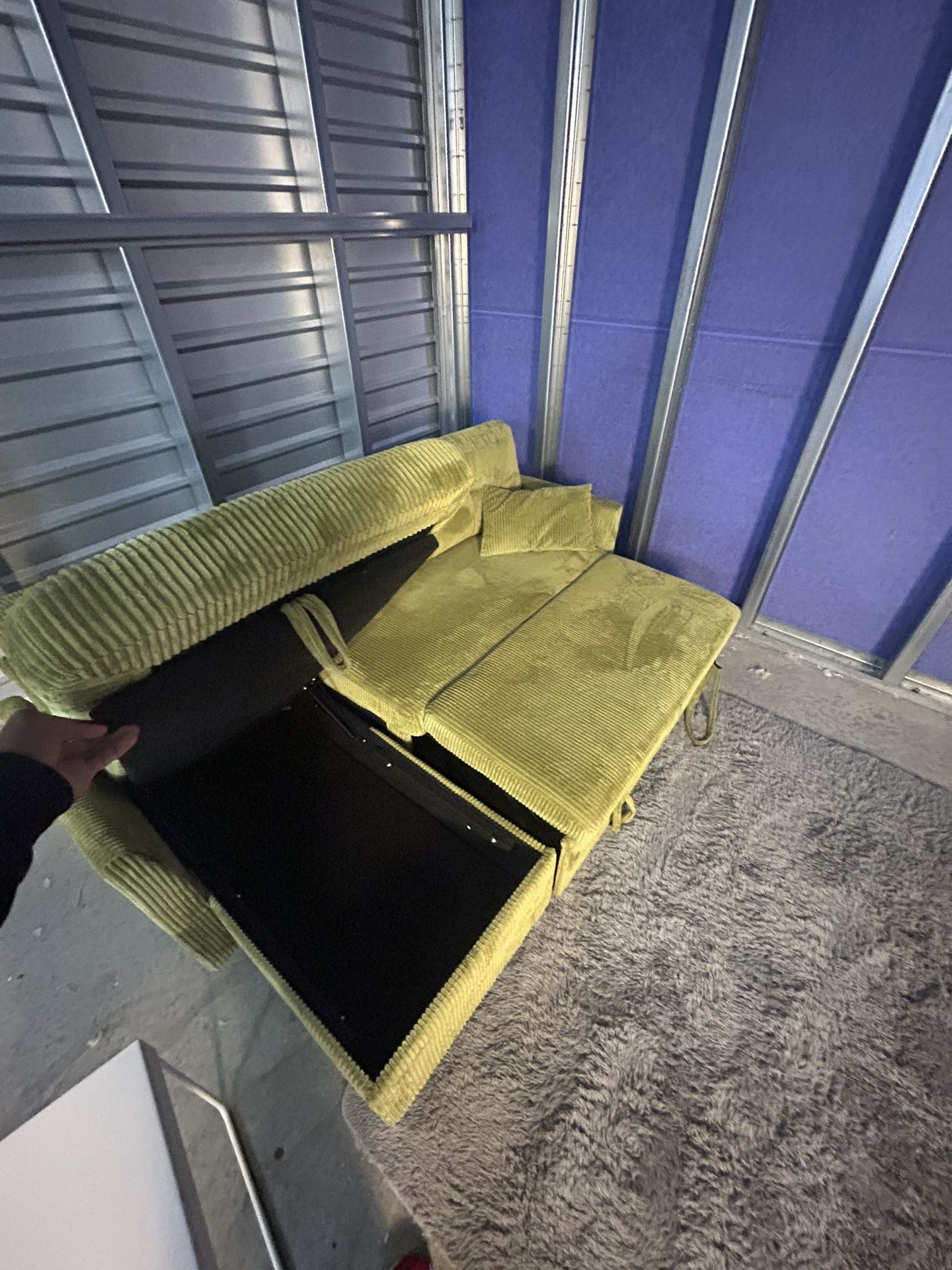 Pullout Bed Storage Sectional Corduroy