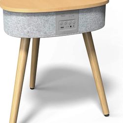 i-box Portable Smart Side Table Bluetooth Speaker With Wireless USB Charging Oak