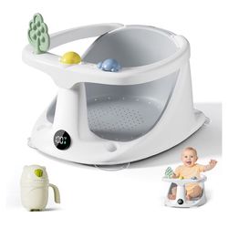 Baby Bath Seat for Babies 6 Months & Up - Bathtub Seats for Babies Sitting Up with Rinse Cup, Non-Slip, Comfortable, Infant Bath Essentials, Gray